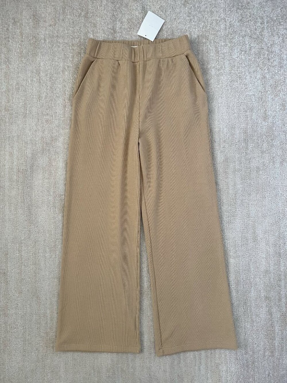 NWT Oak + Fort Elastic Waist Wide Leg High Rise Ribbed Pants S